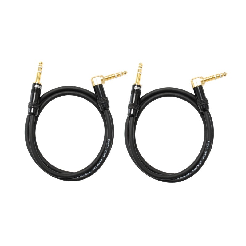 AUDIO 2000'S Audio2000's C26003P2 3 Ft 1/4 Inch TRS Right Angle to TRS Patch Cable (2 Pack) - Image 1